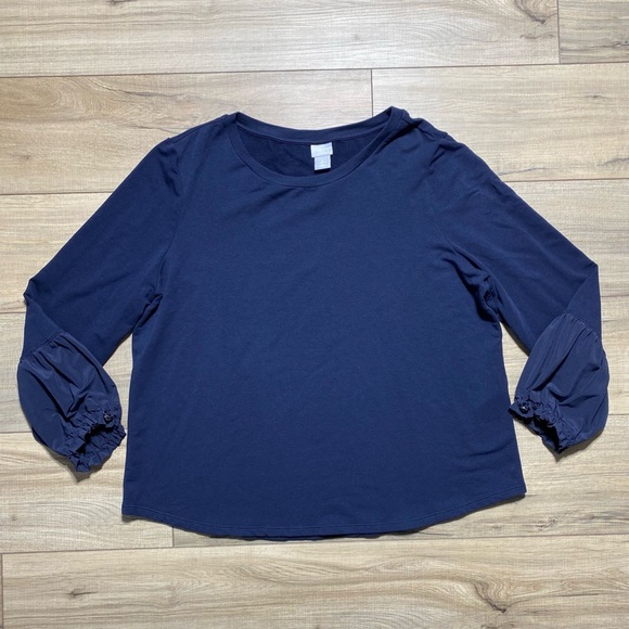Chico’s Zenergy Womens Balloon Cuff Long Sleeve Pullover Sweater 3 US 16-18 Blue - Picture 1 of 11
